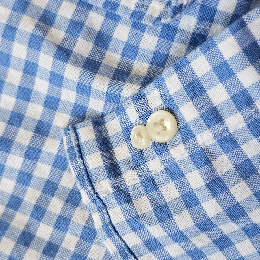Ralph Lauren Preppy 100% Cotton Blue Gingham Button-Down Shirt, Boys XL (18–20)